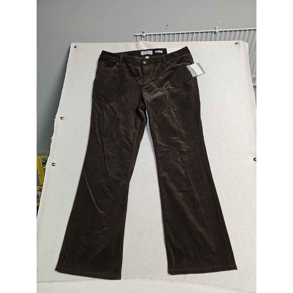 Liz Claiborne Sloane Brown Corduroy Pants Petite 16 NWT Stretch Bootcut Trousers